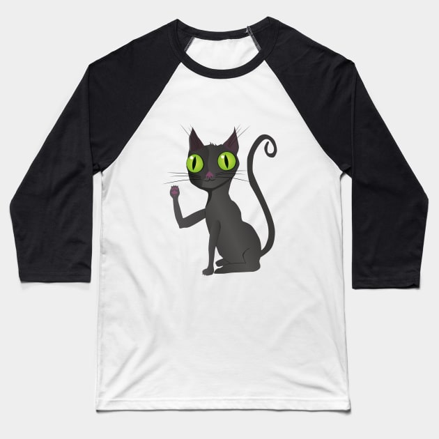 Black cat vector Baseball T-Shirt by Bwiselizzy